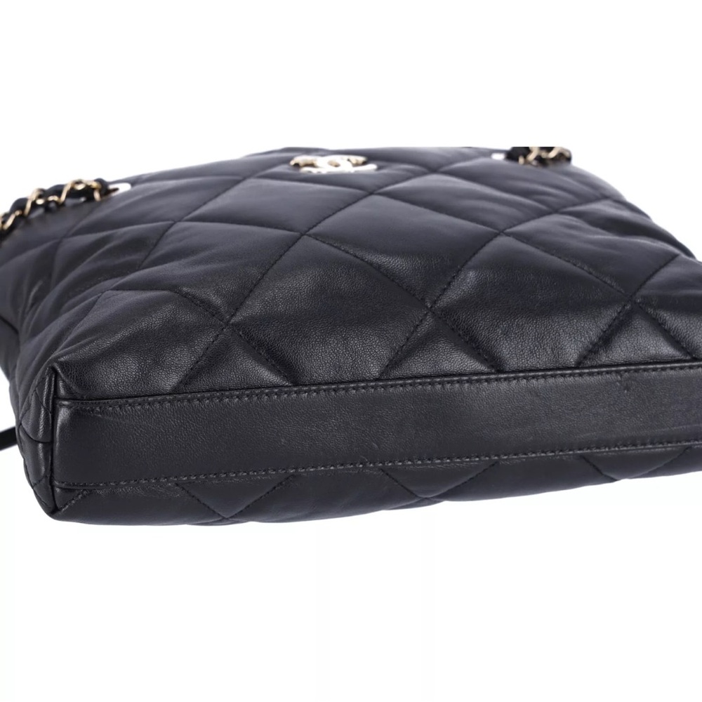 Chanel Lambskin Quilted Small Drawstring Shopping Bag Black - Picture 8 of 14